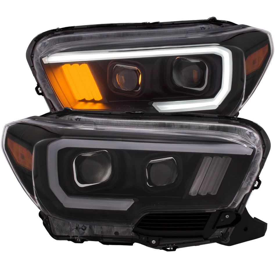 Projector Headlights w  Plank Style Design Black w  Amber