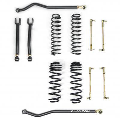 Jeep Wrangler Ride Right+ Lift Kit components for 2018+ 4DR JL & 4xE, featuring adjustable control arms, track bars, and sway bar links