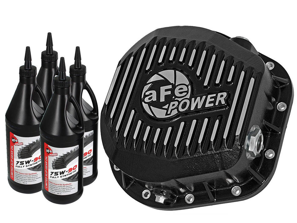 Pro Series Differential Cover Black w/ Machined Fins and Gear Oil (10.25/10.50-12) Ford F-250/F-350/Excursion 86-19 V8-7.3L/6.0L/6.4L/6.7L (td)