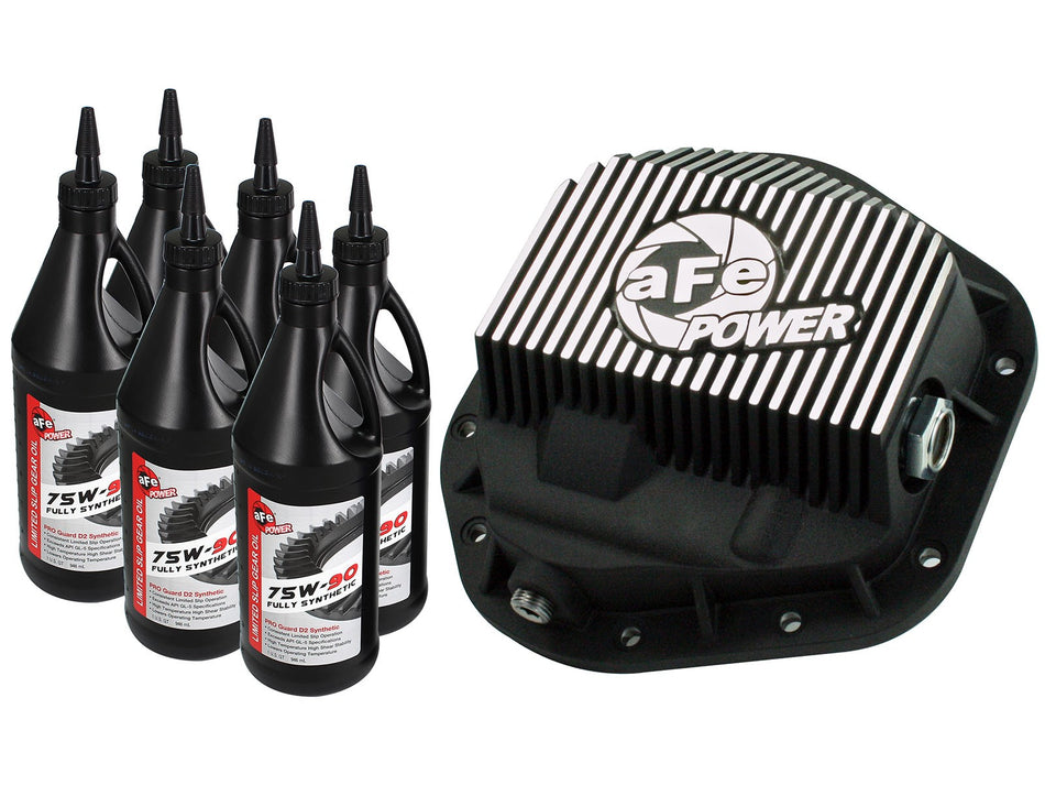 Pro Series Rear Differential Cover Kit Black w/ Machined Fins and Gear Oil Ford F-250/F-350/Excursion 99-16 V8-7.3L/6.0L/6.4L/6.7L (td)