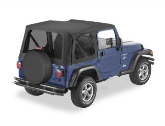 Replace-a-Top Fabric-only Soft Top Black Diamond Jeep 03-06 Wrangler; Except Unlimited; No door skins included; Tinted side and rear windows