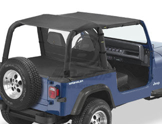 Bikini Top  Strapless Safari-style Black Denim Jeep 92-95 Wrangler; Safari (extended length); requires 51209-01 channel