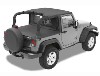 Header Bikini Top; Targa-style Black Diamond Jeep 10-17 Wrangler 2-Door; Targa (standard length); requires 51243-01 channel