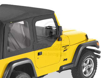 Upper Door Skins Black Denim Jeep 97-06 Wrangler; Fit existing factory upper door frames; no door rails or frames included