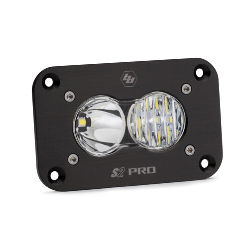 Baja Designs - 481003 - S2 Pro Black Flush Mount LED Auxiliary Light Pod Driving Combo Clear