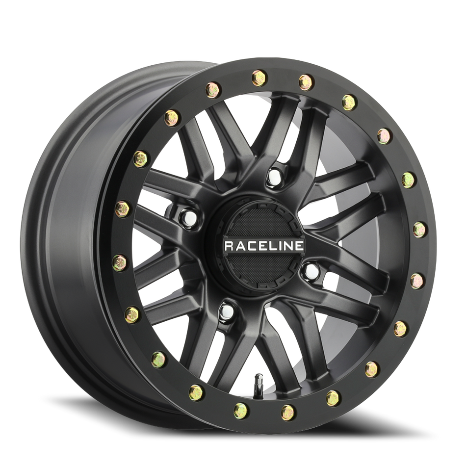 Aluminum Wheels 14x7 Ryno Beadlock UTV A91G Matte Dark Gunmetal Grey 10 Offset 4 on 156 Bolt Pattern 134.3 Bore Raceline