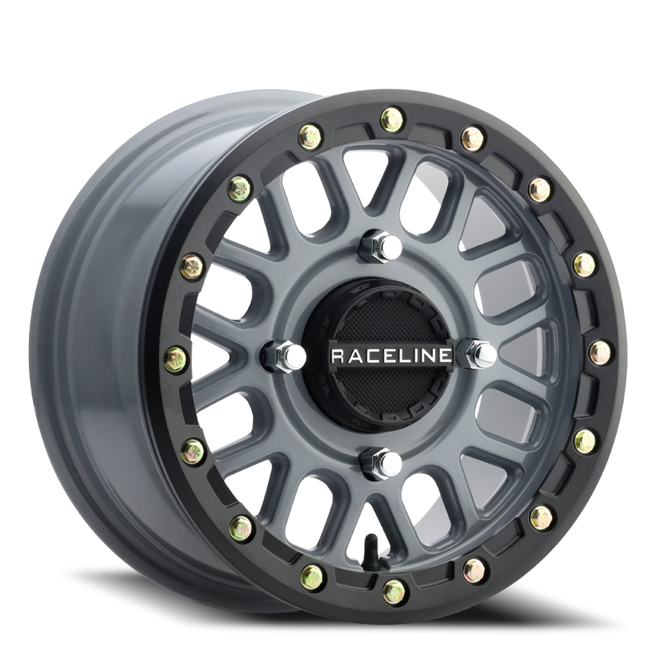 Aluminum Wheels 14x7 Podium Beadlock UTV A93SG Stealth Grey 10 Offset 4 on 137 Bolt Pattern Raceline