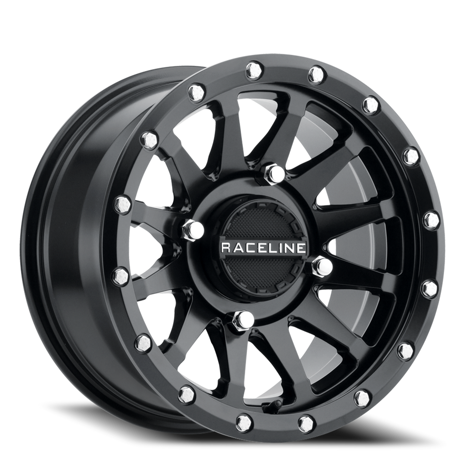 Aluminum Wheels 14x7 Trophy Simulated Beadlock UTV A95B Milled Satin Black 10 Offset 4 on 110 Bolt Pattern Raceline