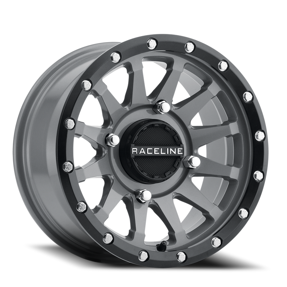 Aluminum Wheels 14x7 Trophy Simulated Beadlock UTV A95SG Stealth Grey 10 Offset 4 on 110 Bolt Pattern Raceline