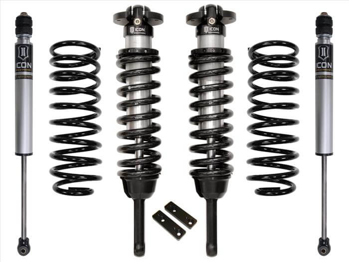 2010-2023 Toyota 4Runner and 2010-2014 FJ Cruiser Stage 1 Suspension System with ICON 2.5 Series front coilover shocks.