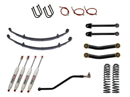 Rusty's XJ Cherokee 3" Advanced Kit w/ Heavy Duty Spring Rate - Fixed Arms - RX100 Shocks