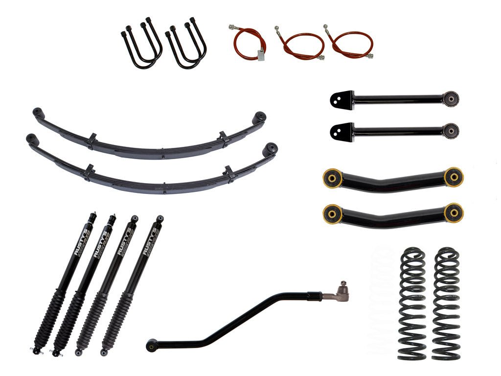 Rusty's XJ Cherokee 3" Advanced Kit w/ Heavy Duty Spring Rate - Fixed Arms - RX800 Shocks