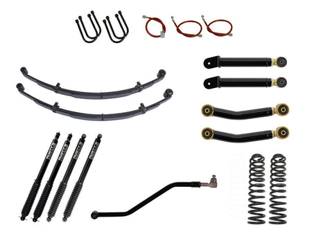 Rusty's XJ Cherokee 3" Advanced Kit w/ Heavy Duty Spring Rate - Adjustable Rubber Arms - RX800 Shocks