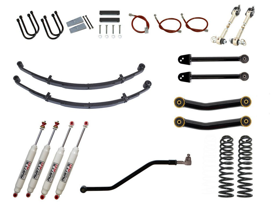 Rusty's XJ Cherokee 4.5" Advanced Kit - Fixed Arms - RX100 Shocks