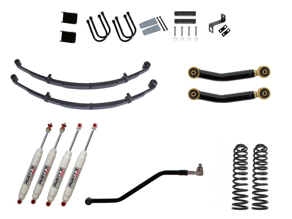 Rusty's XJ Cherokee 4.5" Spring Pack Kit - Adjustable Rubber Arms - RX100 Shocks