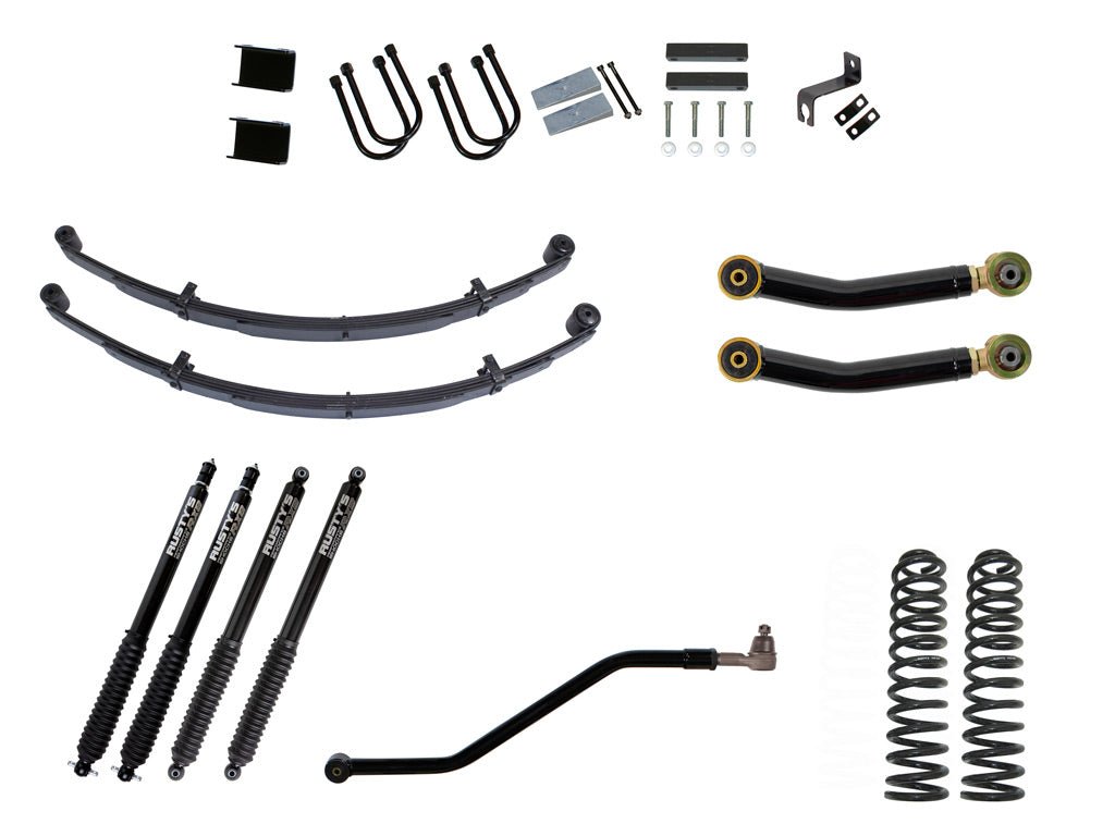 Rusty's XJ Cherokee 4.5" Spring Pack Kit - Adjustable Flex Arms - RX800 Shocks