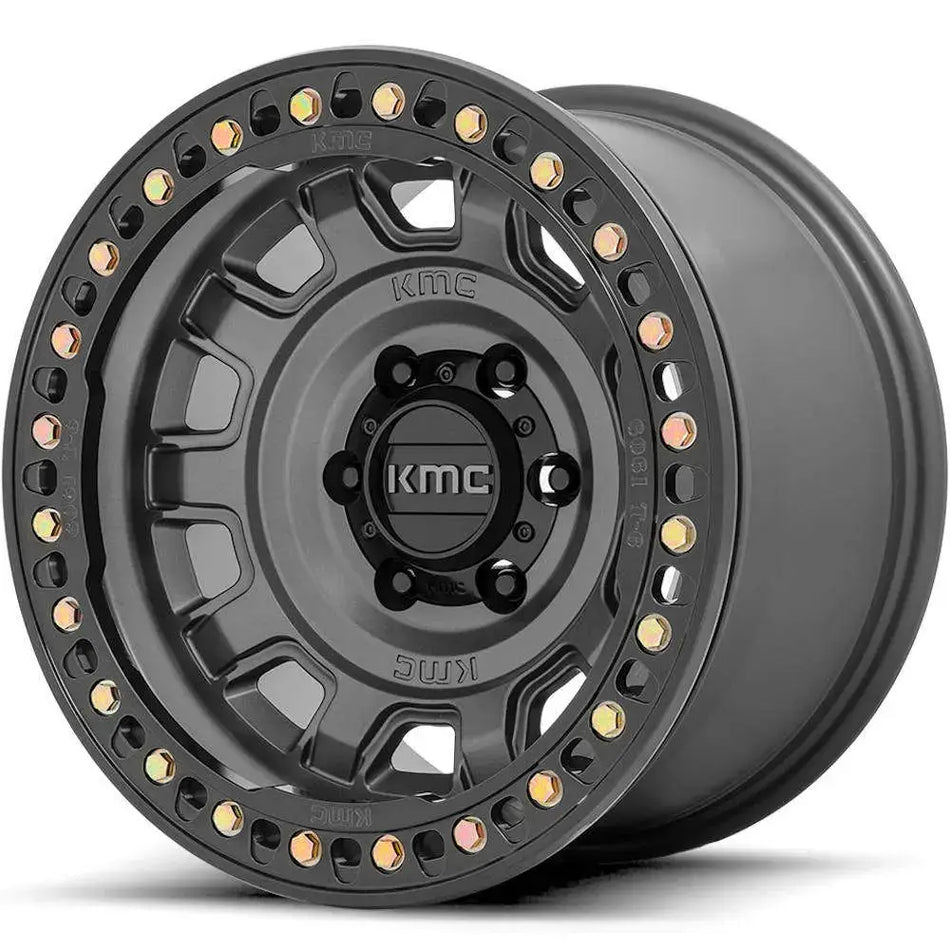 KMC KM236 Tank Beadlock 17x9 -15 (5x5) Wheel in Black with Robust Design and Detailed Finish