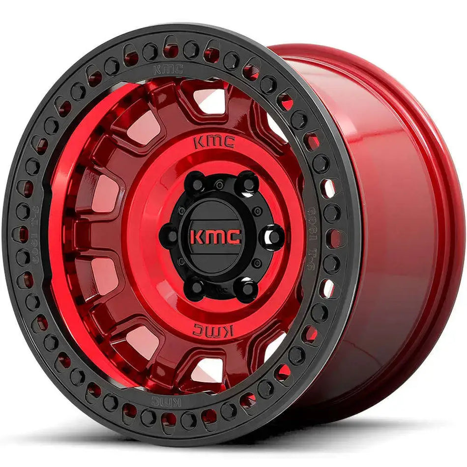 KM236 Tank Series Beadlock Wheel 17x9 5x5 15mm Offset Candy Red by KMC Performance