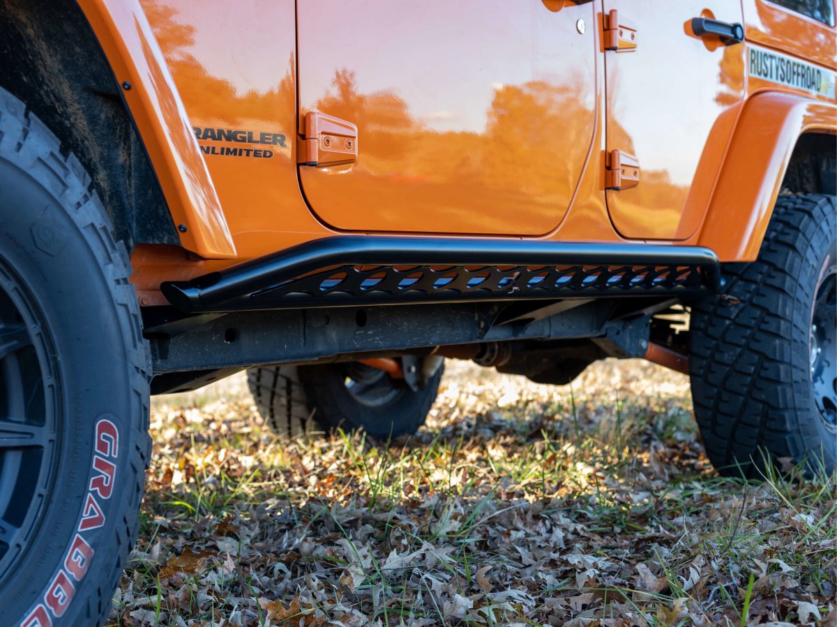 Rusty's Off Road Products - Rusty's Rocker Armor with Skid Kicker Tube - '07-'18 JK Wrangler 4-Door