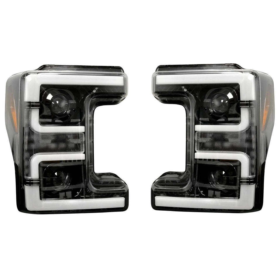 RECON® Black/Smoked LED DRL Projector Headlights (17-19 Ford Super Duty)