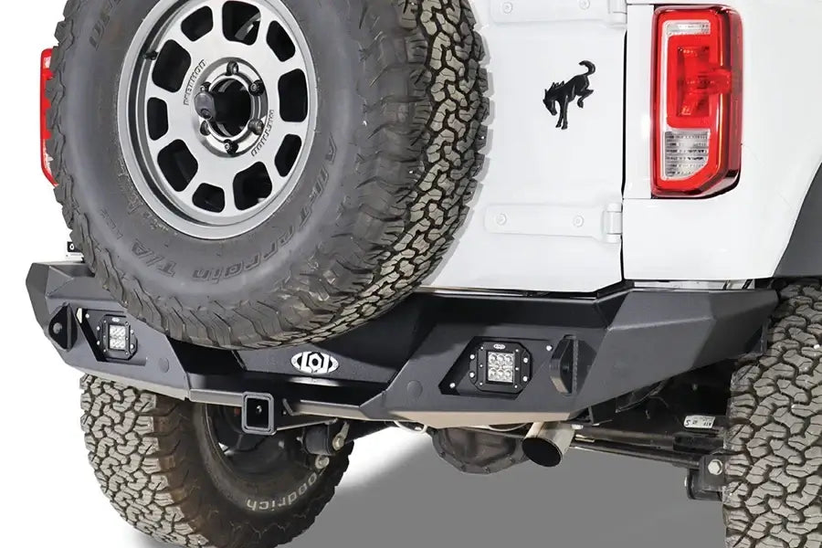 LOD Destroyer black rear bumper on a 2021+ Bronco, showcasing rugged design and enhanced protection for off-road use.