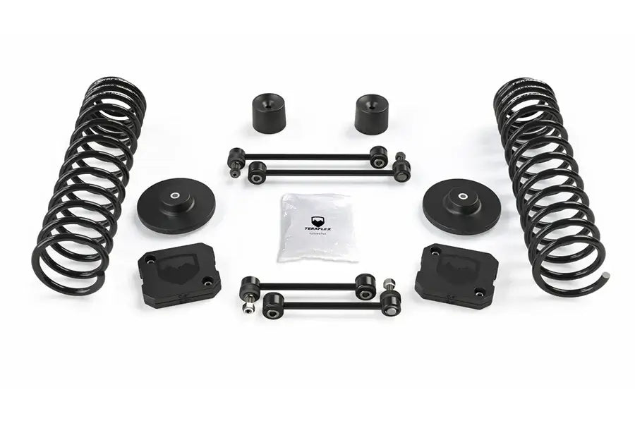 TeraFlex 2.5" Coil Spring and Spacer Lift Kit for JT, includes springs, spacers, and hardware, enhancing ground clearance for off-road capability.