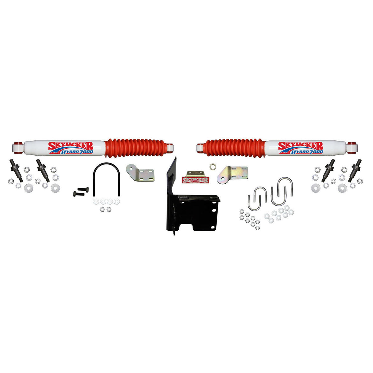 Steering Stabilizer Dual Kit White w/Red Boot Skyjacker
