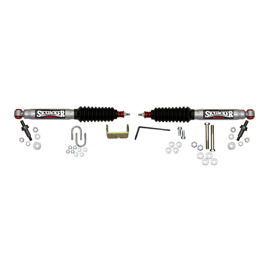 Steering Stabilizer Dual Kit For Use w/1/2 Ton Vehicles Silver w/Black Boots Skyjacker