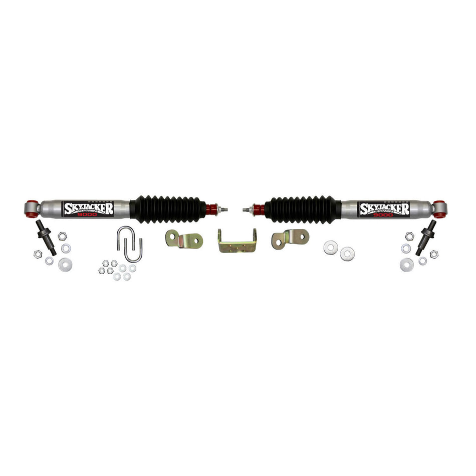 Steering Stabilizer Dual Kit For Use w/3/4 Ton Vehicles Silver w/Black Boots Skyjacker