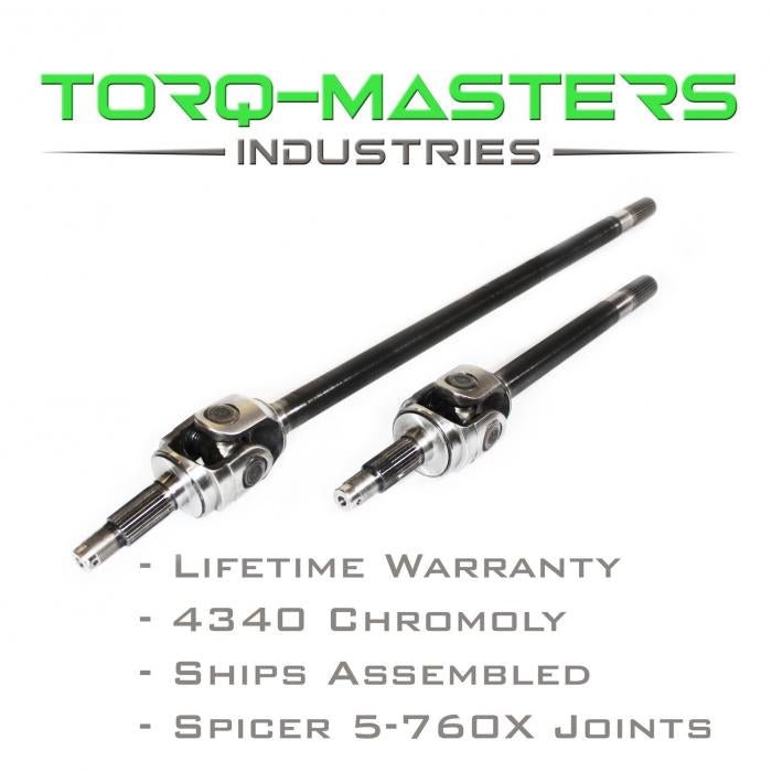 TORQ-MASTERS CHROMOLY FRONT AXLE SHAFT ASSEMBLED PAIR JEEP DANA 30, TJ, YJ & XJ – 27 SPLINE - Offroad Outfitters