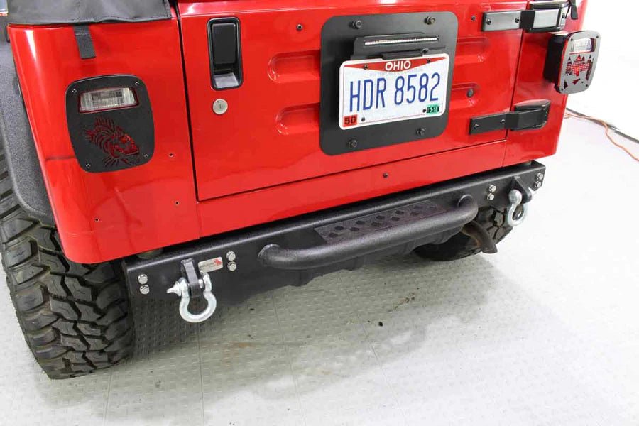 Fishbone Offroad Piranha Rear Bumper W/Step for 1987-2006 Jeep Wrangler YJ, TJ & LJ - Offroad Outfitters