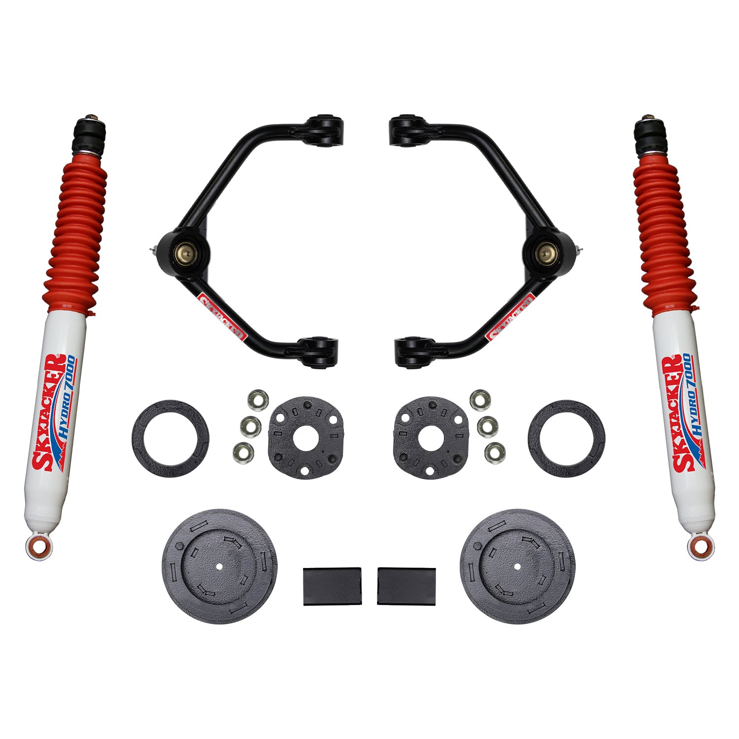 3 Inch Suspension Lift Kit With Front Strut Spacers Front Upper A-arms Rear Coil Spring Spacers Rear Bump Stop Spacers And Rear Hydro 7000 Shocks 2019-2021 Ram 1500 Skyjacker