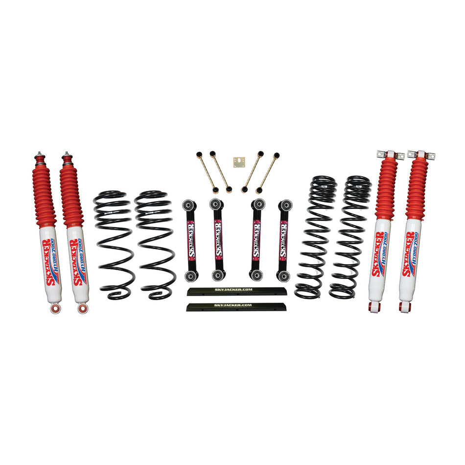 4 Inch Dual Rate Long Travel One Box Kit w/OE Style Front and Rear Links and Hydro 7000 Shocks TJ/LJ 1997-2002 Jeep Wrangler Skyjacker